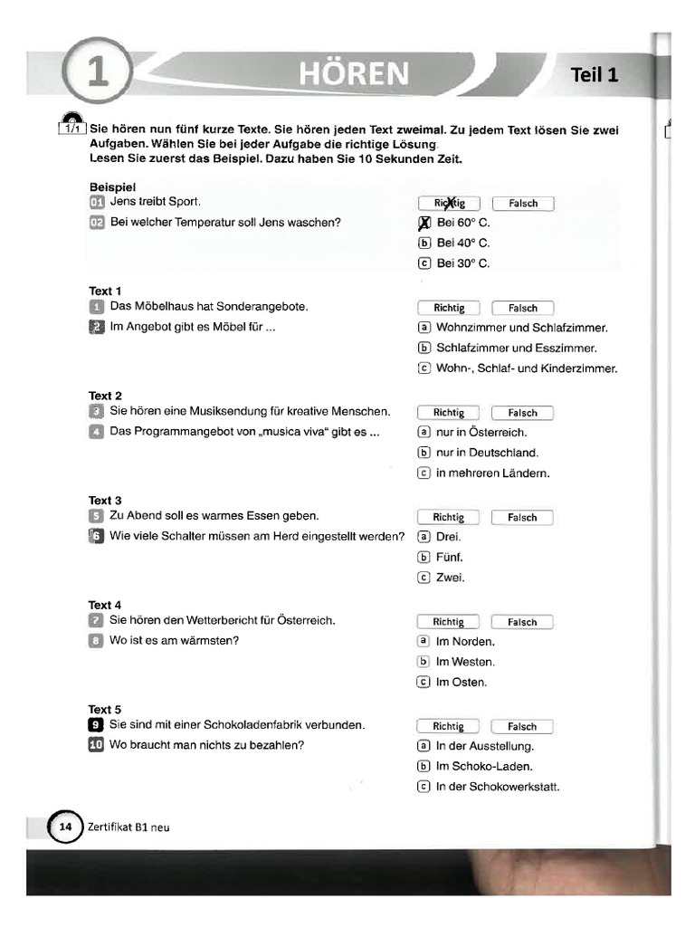 Zertifikat B1 Neu 15 Übungsprüfung 01 Hören | PDF