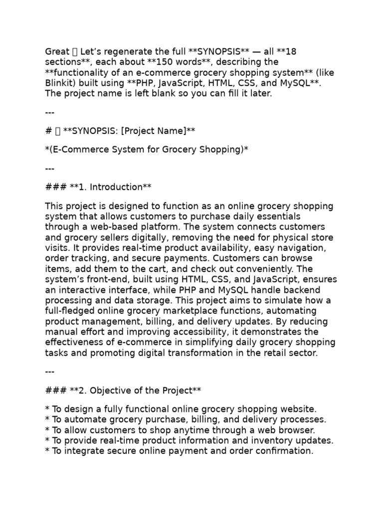 E-Commerce Grocery System Overview | PDF | Software Testing | Php