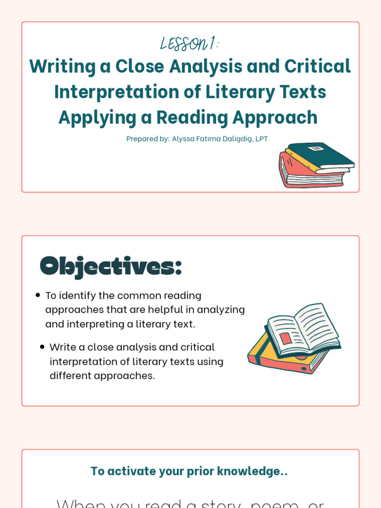 Lesson 1 - Writing A Close Analysis and Critical Interpretation of ...