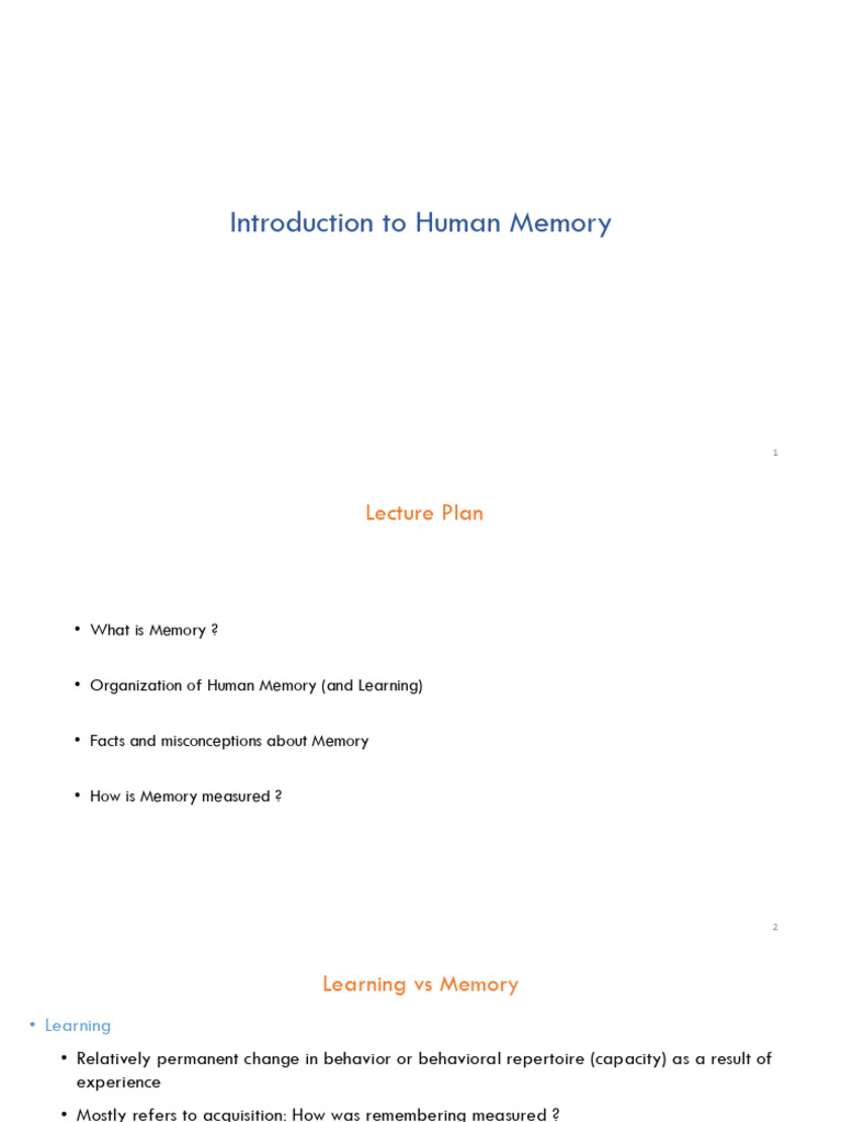 PSY 202 - Intro To Memory Systems and The Modal Model | PDF | Memory ...