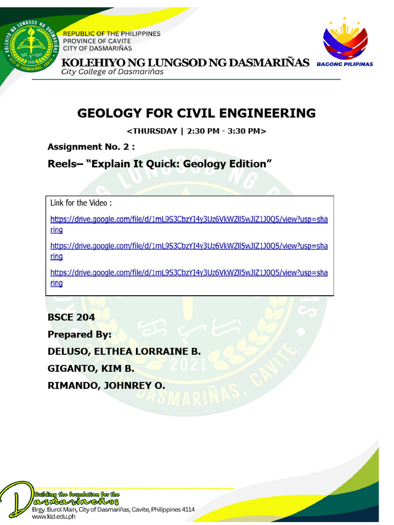 Bsce204 Deluso Giganto Rimando Ass2 Geology | PDF