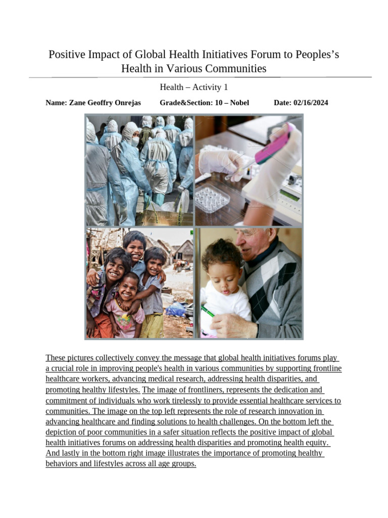 Positive Impact of Global Health Initiatives Forum To Peoples's | PDF