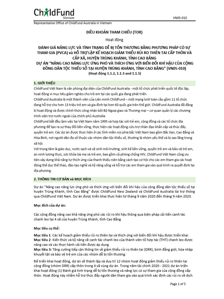 Consultant VN05-010 TOR 20101022 Final V | PDF