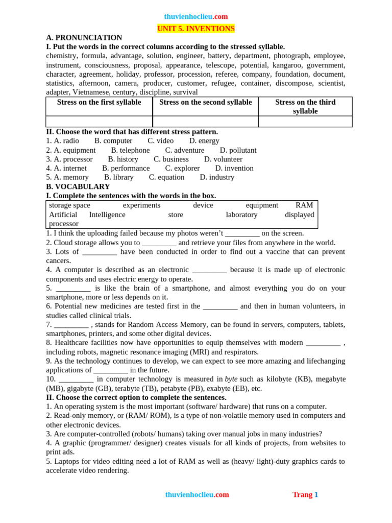 Inventions: Vocabulary & Pronunciation Guide | PDF | Byte | Vaccines