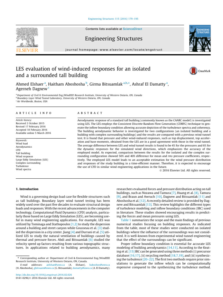 LES Analysis of Wind Effects on Tall Buildings | PDF | Computational ...
