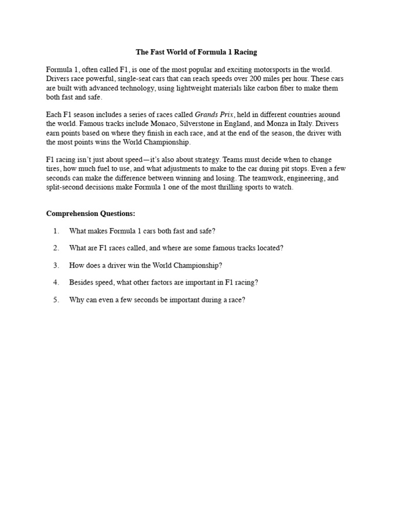 Understanding Formula 1 Racing Essentials | PDF