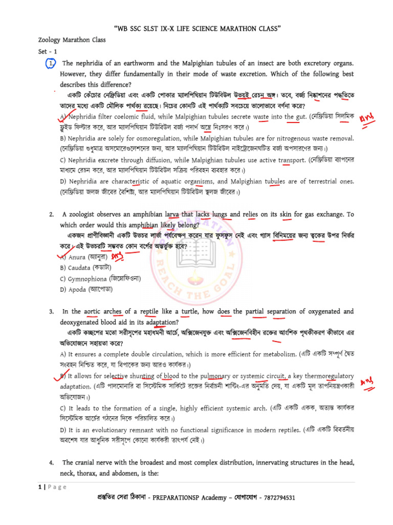 Class Notes - Zoology - Marathon Class by Preparationsp | PDF