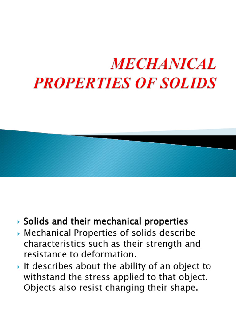 Mechanical Properties of Solids Explained | PDF | Deformation ...