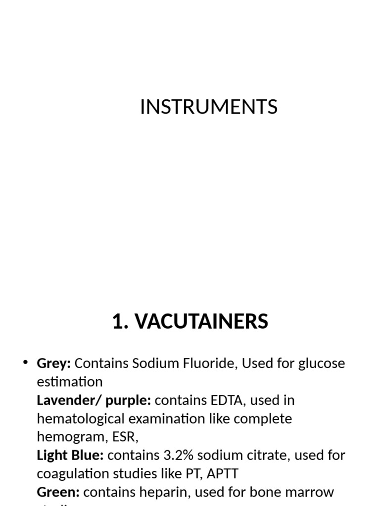 Essential Hematology Instruments Guide | PDF | Blood Plasma | Red Blood ...