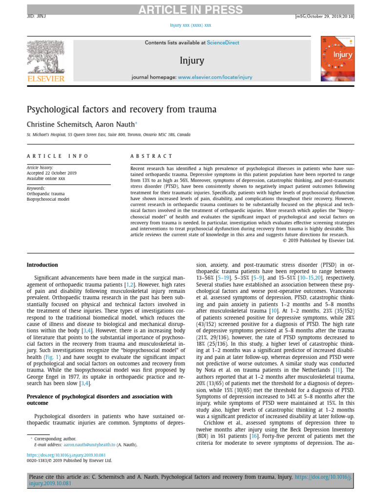 Psychological Impact on Trauma Recovery | PDF | Psychological Trauma ...