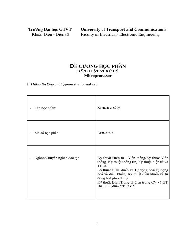 EE0.004.3 Ky Thuat Vi Xu Ly | PDF