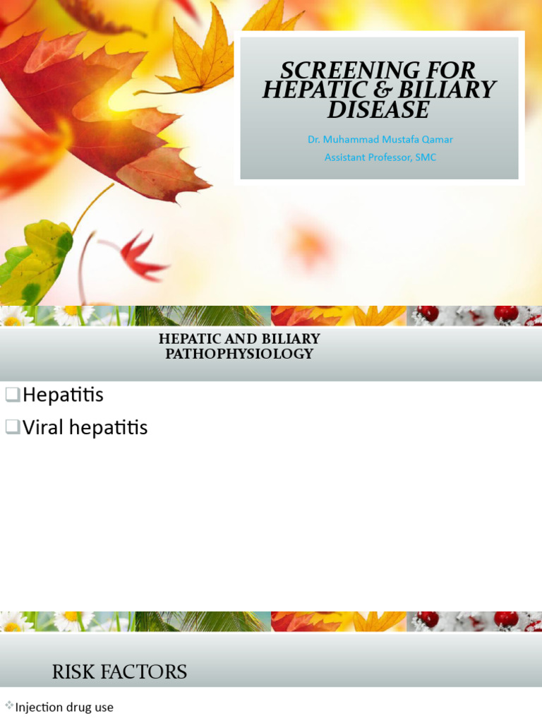 Screening For Hepatic and Biliary Diseases | PDF | Gallbladder | Cirrhosis