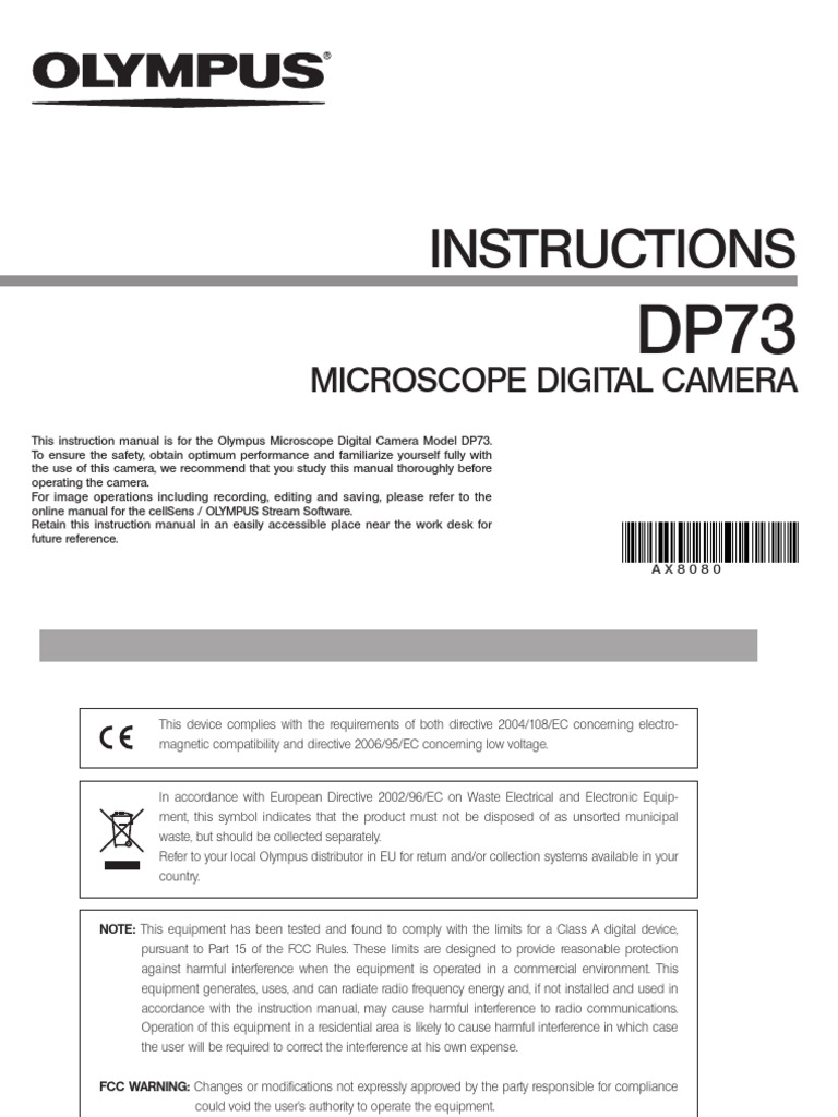 Olympus DP73 Microscope Camera Manual | PDF | Electrical Connector ...