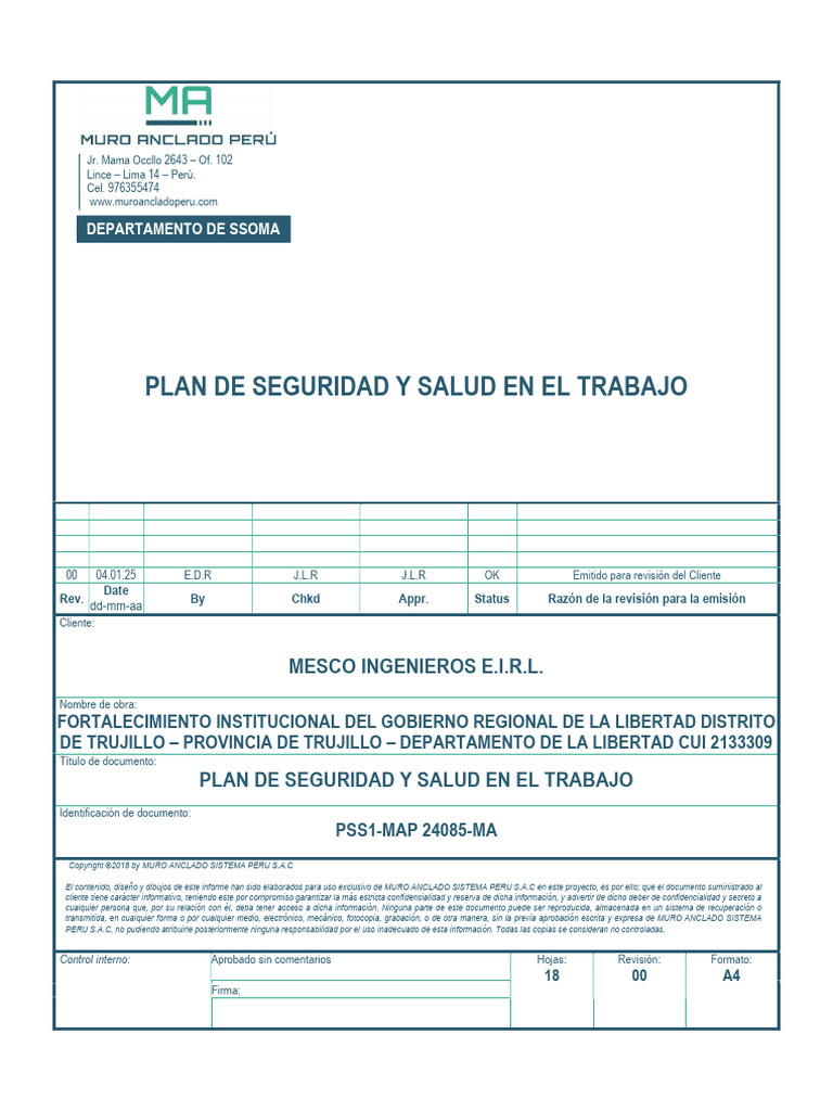 Plan de Seguridad y Salud Laboral | PDF | Seguridad y salud ocupacional ...