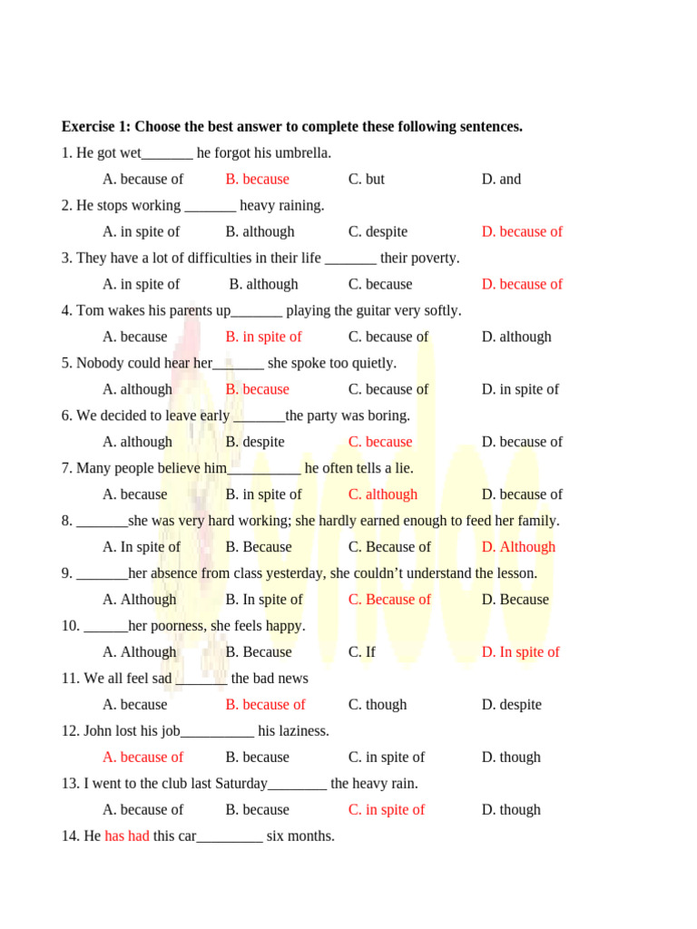 Sentence Completion Exercises for ESL | PDF