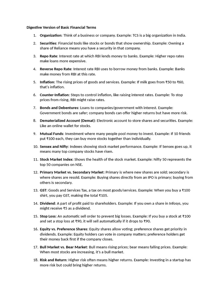 Essential Financial Terms Explained | PDF | Option (Finance) | Stocks