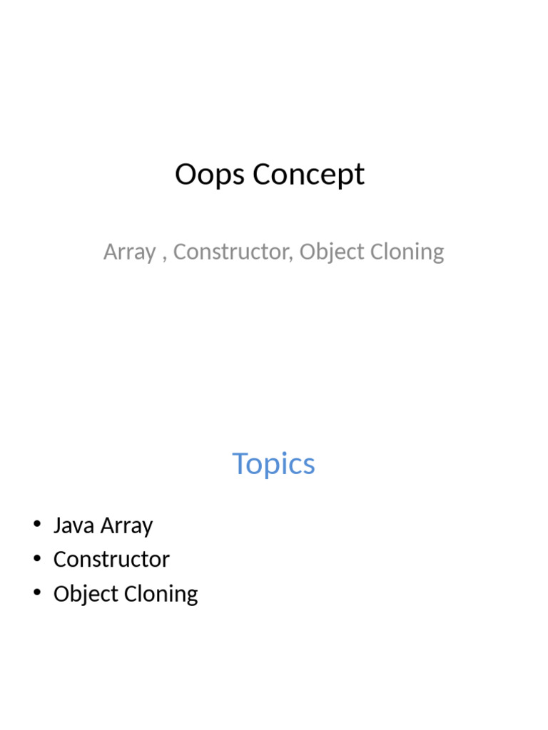 Java Arrays, Constructors, and Cloning Guide | PDF | Constructor ...