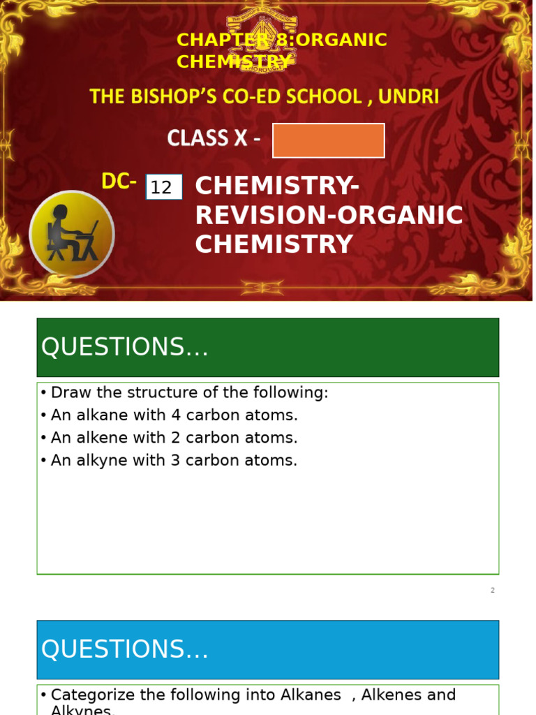 Organic Chem Revision | PDF | Alkene | Alkane