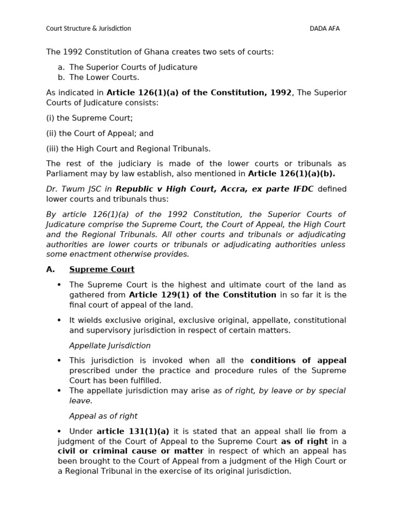 Ghana Court Structure and Jurisdiction | PDF | Jurisdiction | Appeal