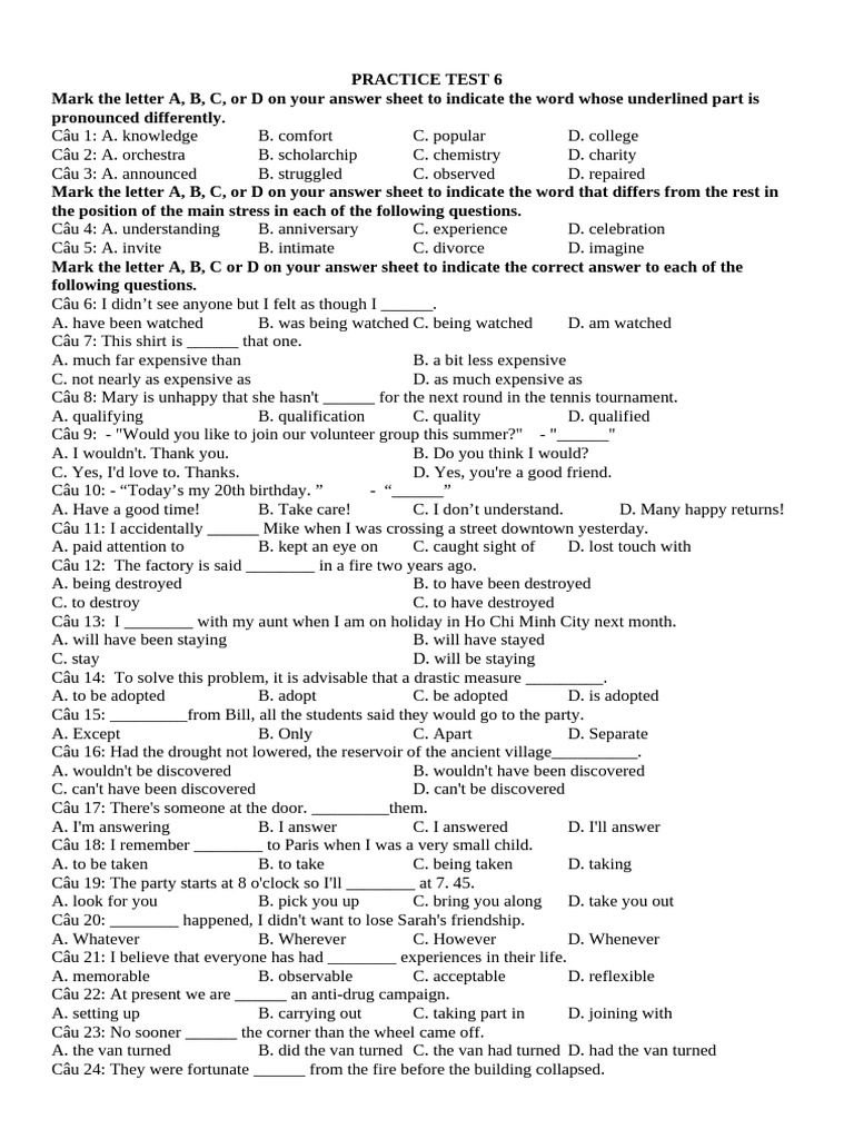 Practice Test 6-14 | PDF | Recycling | Reuse
