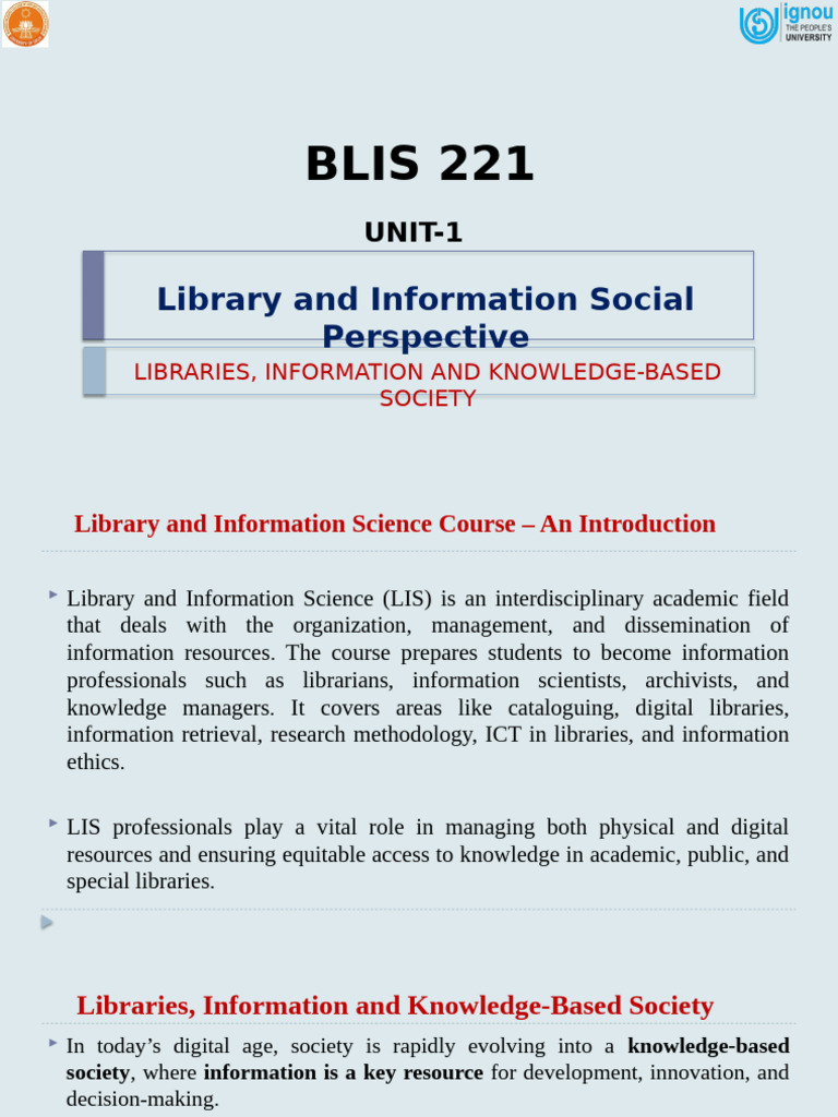Role of Libraries in Knowledge Society | PDF | Libraries | Information