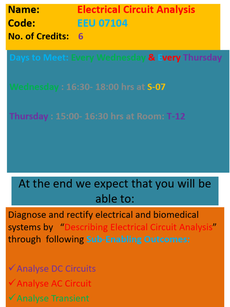 Electrical Circuit Analysis Overview | PDF | Electric Current | Voltage