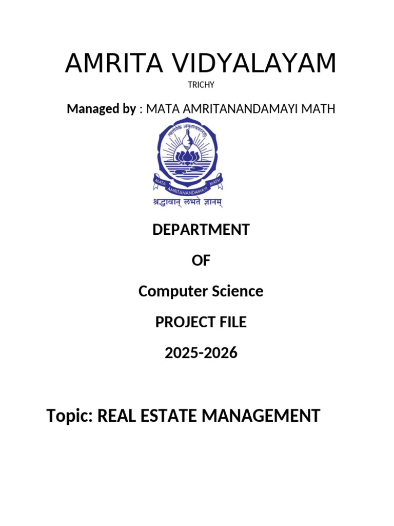 Real Estate Management Project 2025-2026 | PDF
