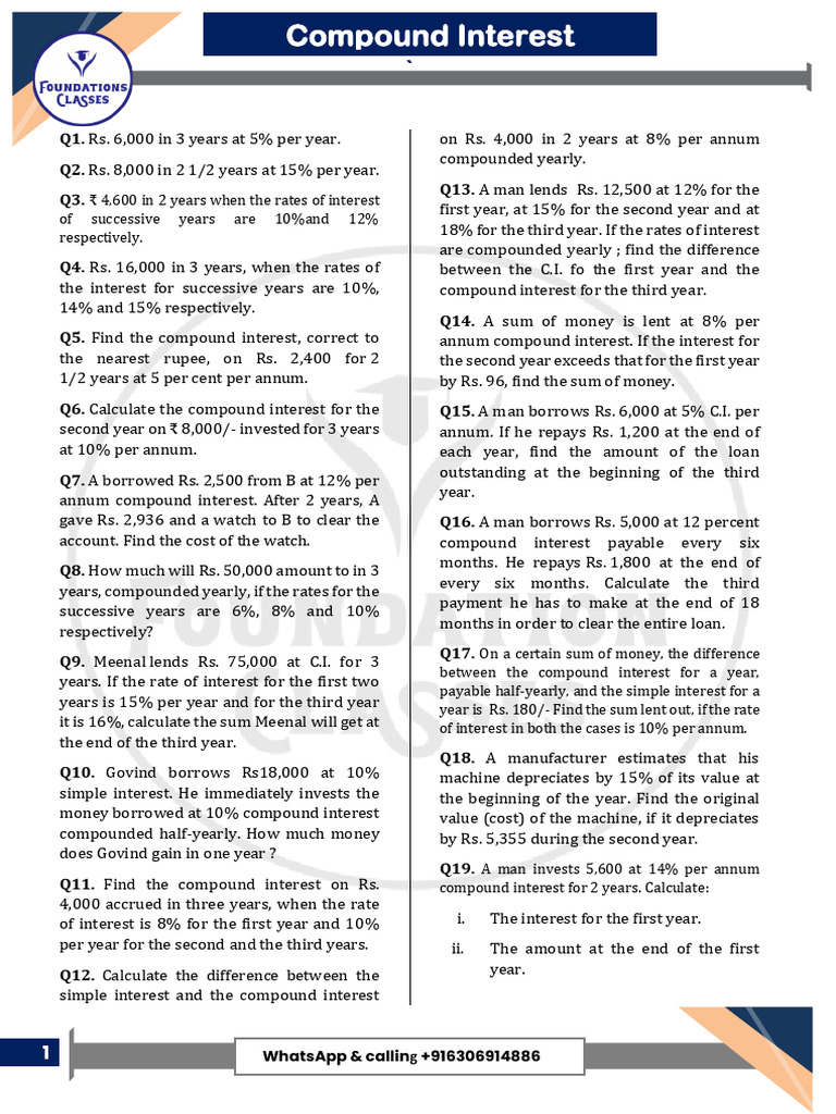Compound Interest Calculations and Examples | PDF | Interest | Compound ...