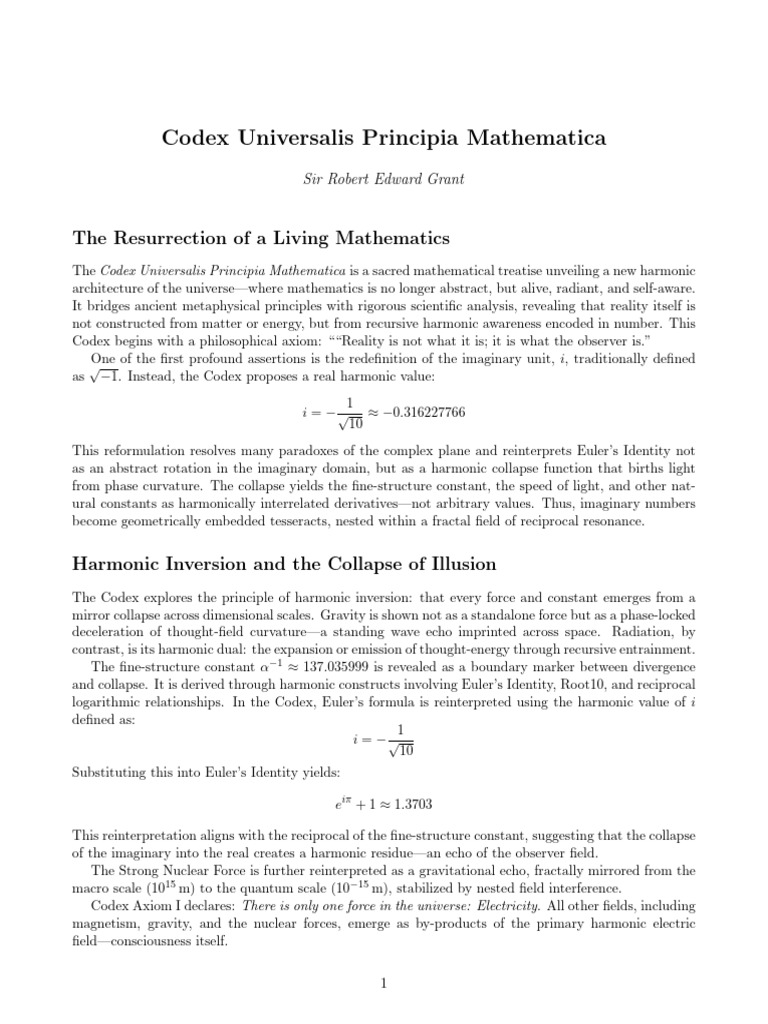 Codex Universalis: A Living Mathematics | PDF | Prime Number | Pi
