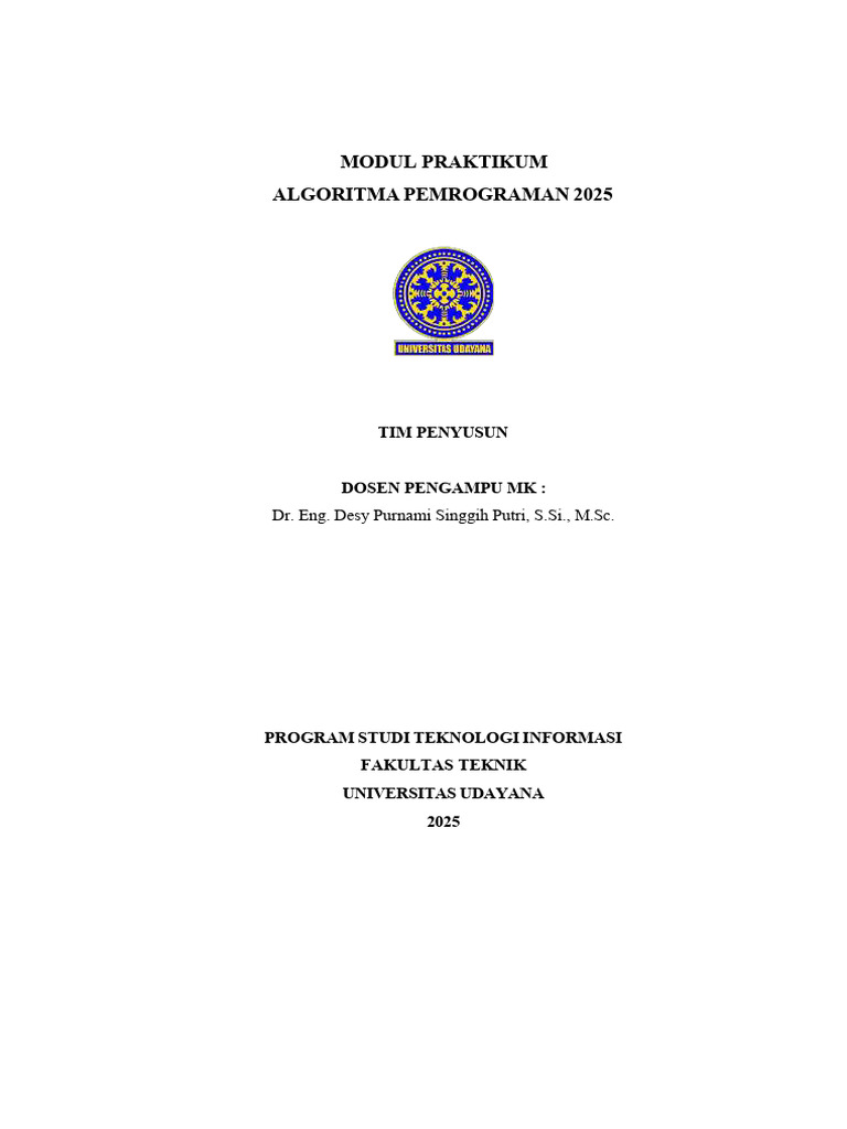Modul Praktikum Algoritma Pemrograman 2025 | PDF