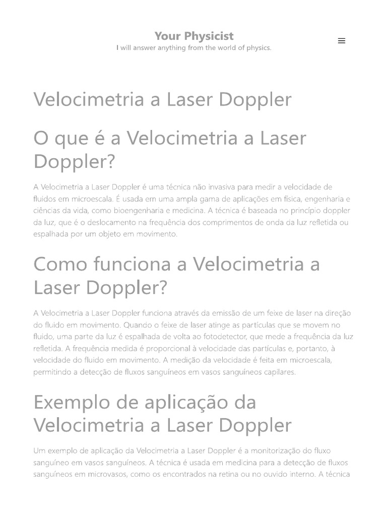 Laser Doppler Principio de Funcionamento | PDF