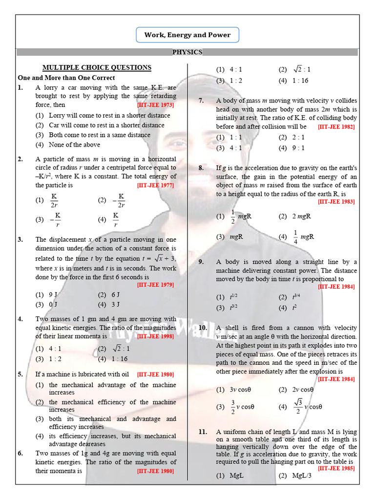 7 2 Work Energy Power Level Up Physics Numericals With Brofessor | PDF ...