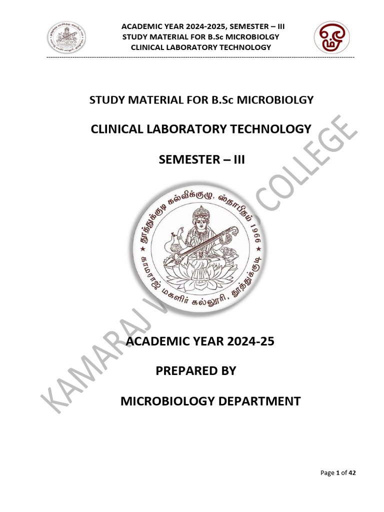 B.Sc Microbiology Study Material 2024-25 | PDF | Cerebrospinal Fluid ...