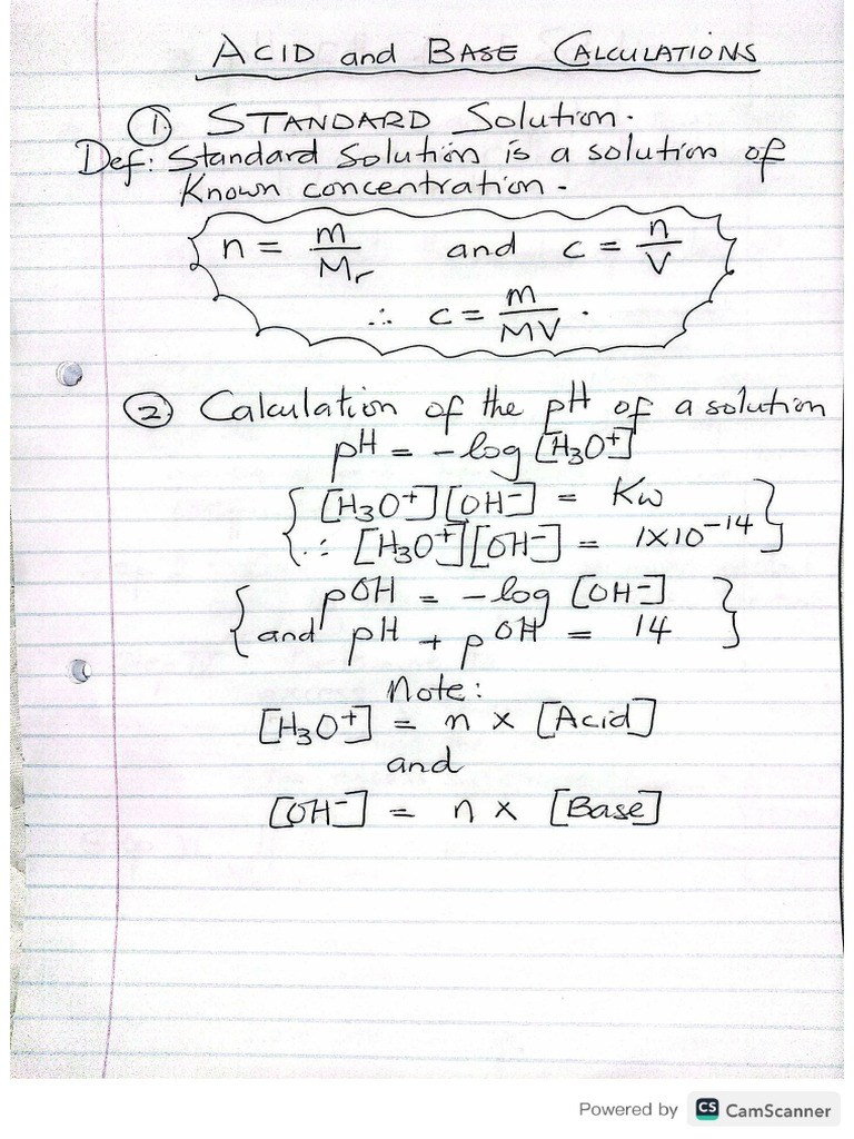 Acids and Bases Calculations | PDF