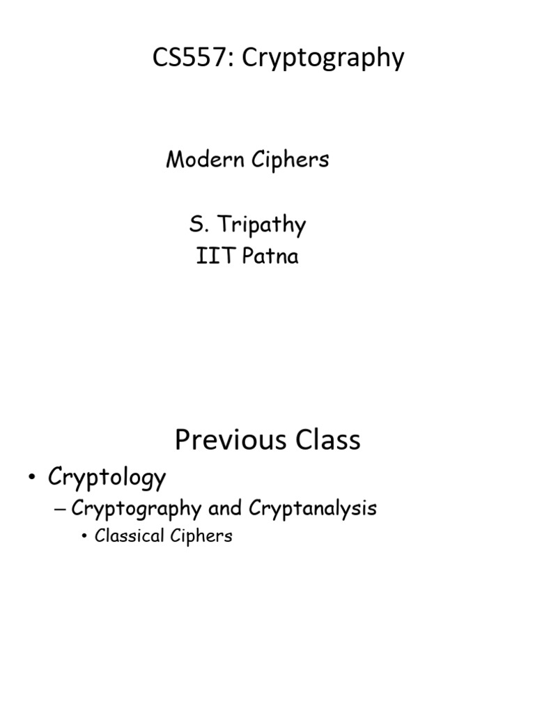 Modern Cryptography Overview | PDF | Cipher | Cryptography