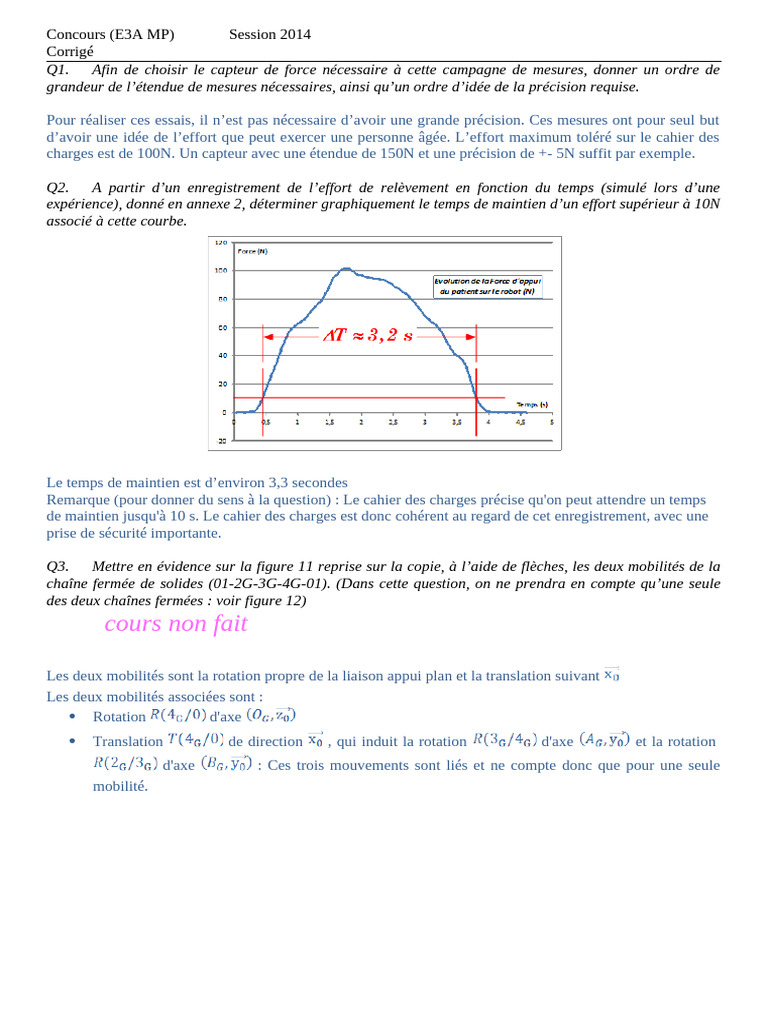 Corrigé Concours E3A MP 2014 : Capteurs et Mobilités | PDF | Rotation ...
