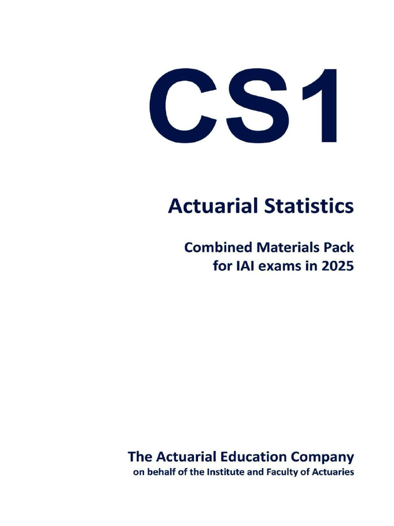 2025 Actuarial CS1 Study Materials Pack | PDF | Regression Analysis ...