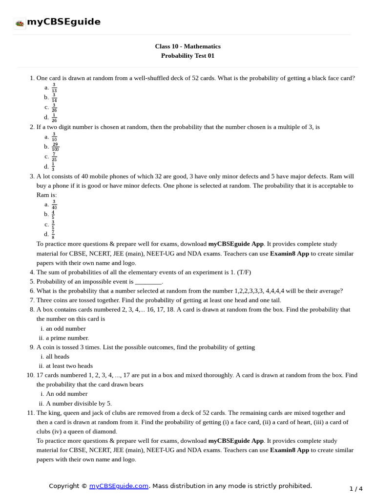 10 Math Probability Tp01 | PDF | Probability