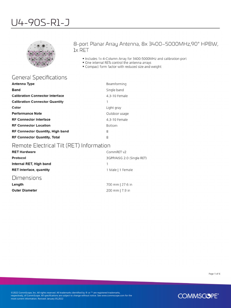 CommScope U4-90S-R1-J Specifications | PDF | Intellectual Property Law ...