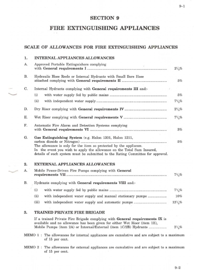 Revised Fire Tariff Section 9 FEA's