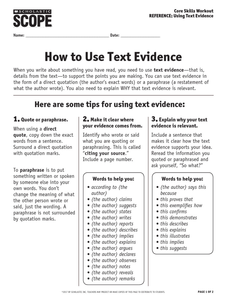 Using Text Evidence Effectively | PDF | Linguistics