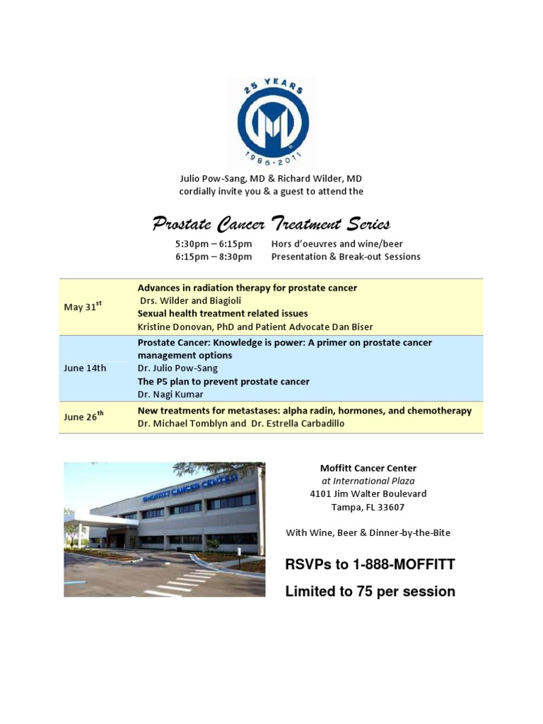 Prostate Cancer Treatment Series: Rsvps To 1-888-Moffitt Limited To 75 ...