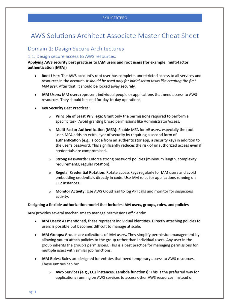 AWS Solutions Architect Security Cheat Sheet | PDF | Amazon Web ...