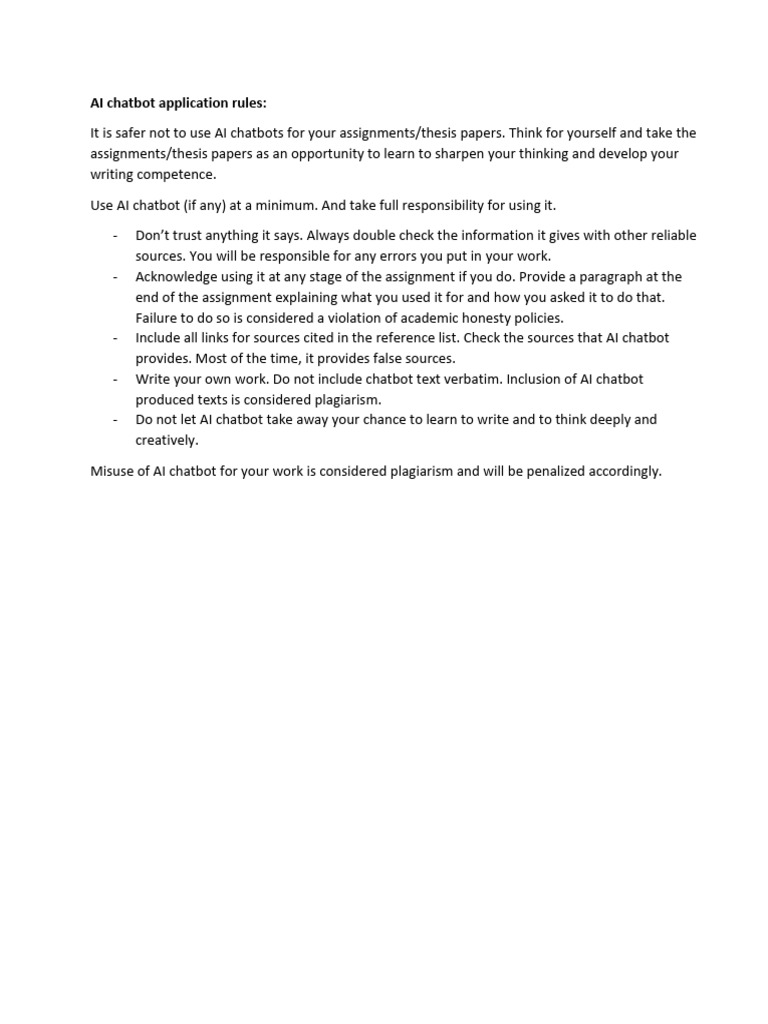 AI Chatbot Application Rules | PDF