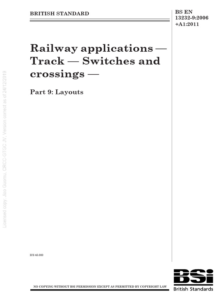 Railway Track Switches Layout Standard | PDF