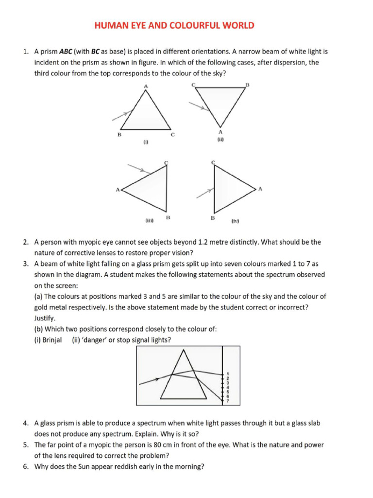 Class 10 Eye Assignment | PDF