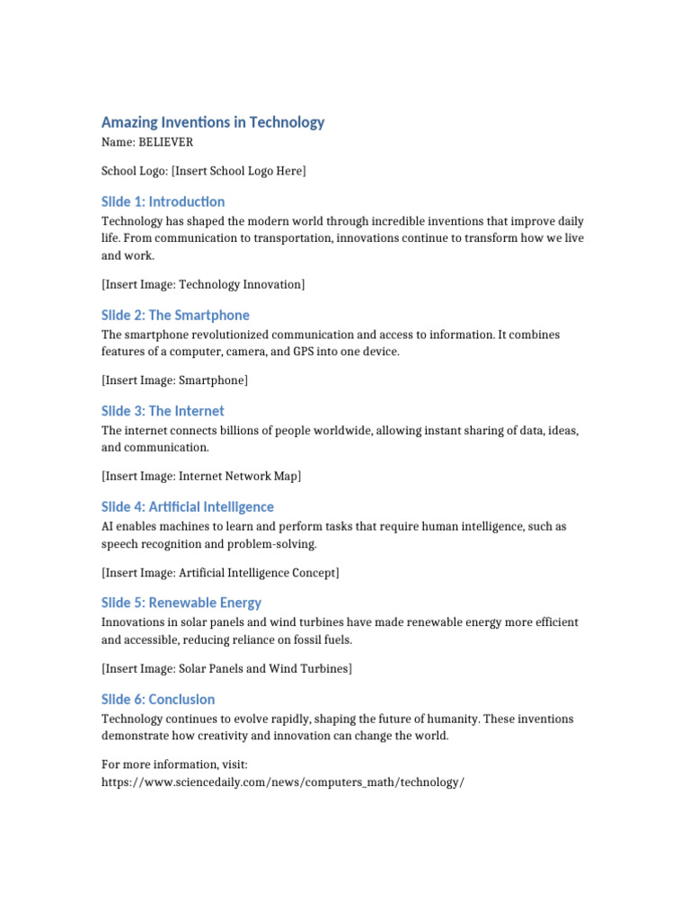 Amazing Inventions in Technology BELIEVER | PDF