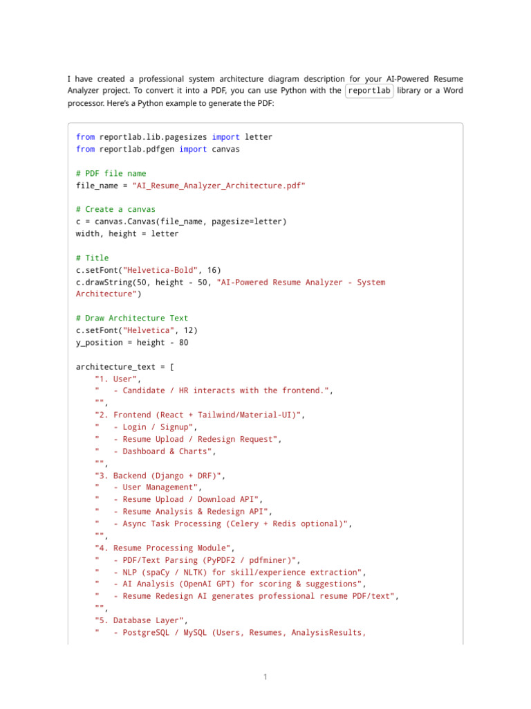 AI Resume Analyzer Architecture Guide | PDF | Software | Computing