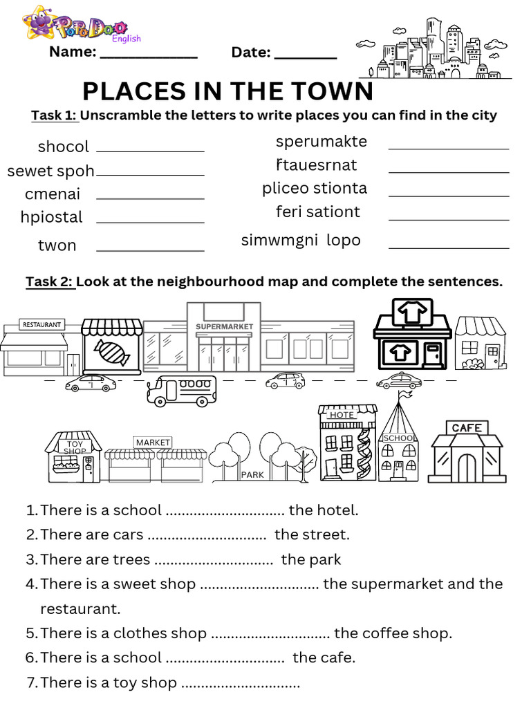 Places in The City Vocabulary Practice Printable and Digital Worksheet ...