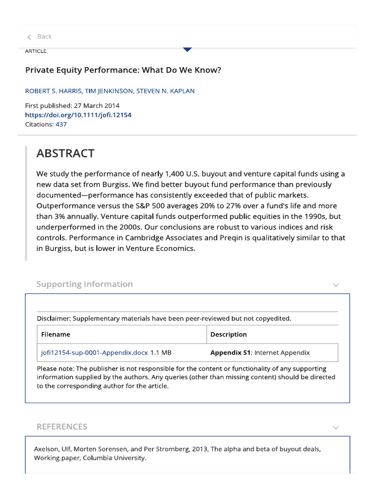 Private Equity Performance | PDF